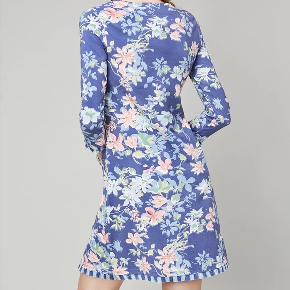 Spartina 449 Island Fringe Dress Peeples Song Blue Southern Garden Womens Small - Picture 4 of 14